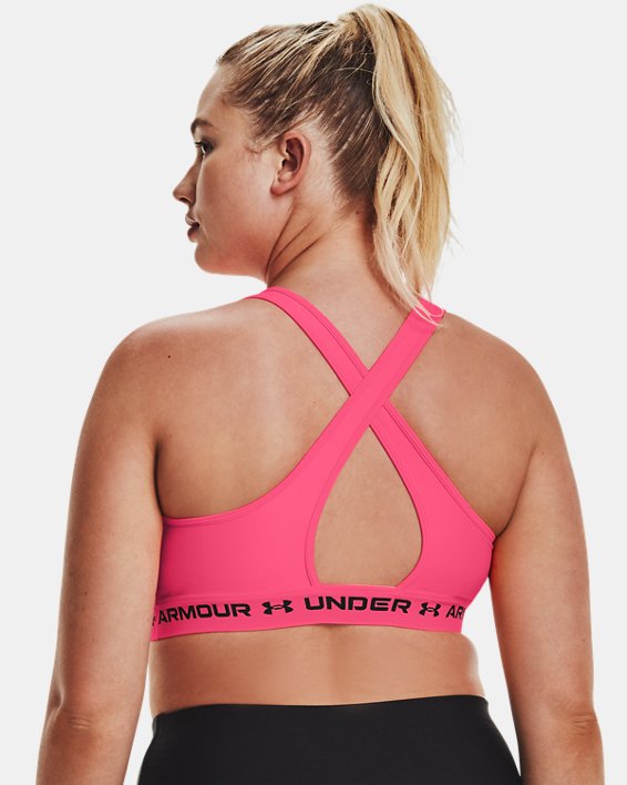 Women's Armour® Mid Crossback Sports Bra, Pink, pdpMainDesktop image number 7